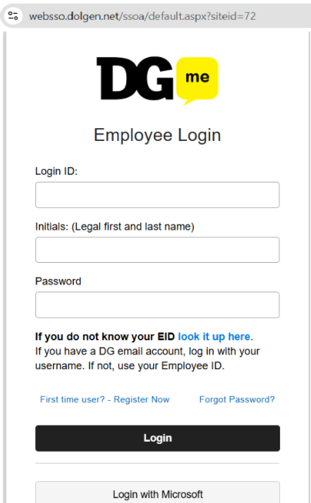 DGME Employee Login Page