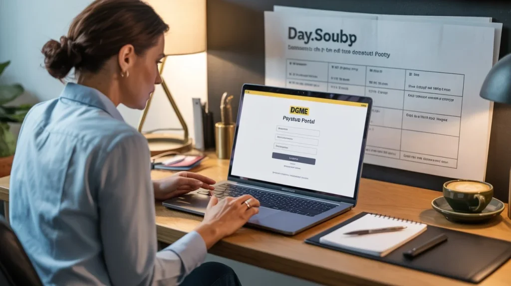Former Dollar General employee accessing pay stubs online.