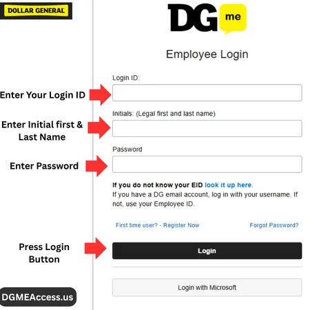 Dgme login form fields
